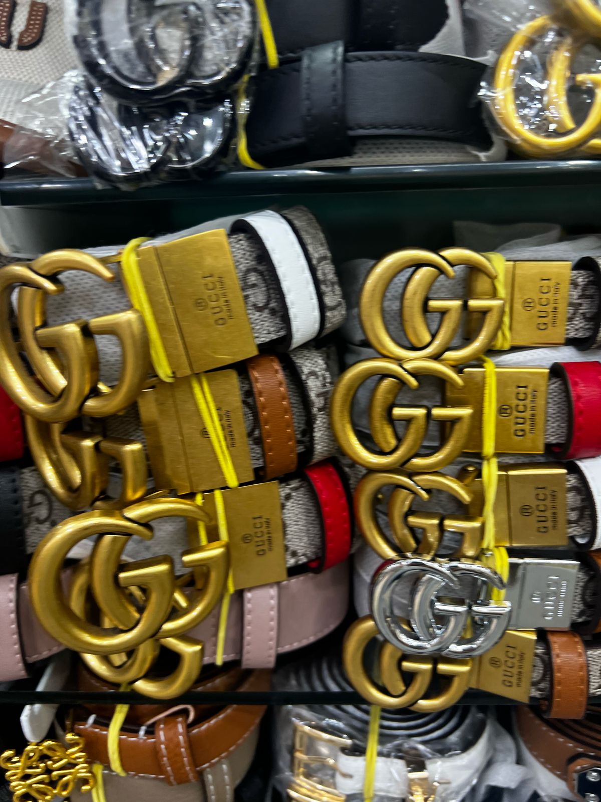 CINTO GUCCI CANVAS+COURO