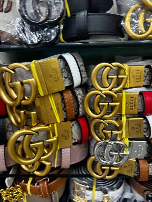 CINTO GUCCI CANVAS+COURO