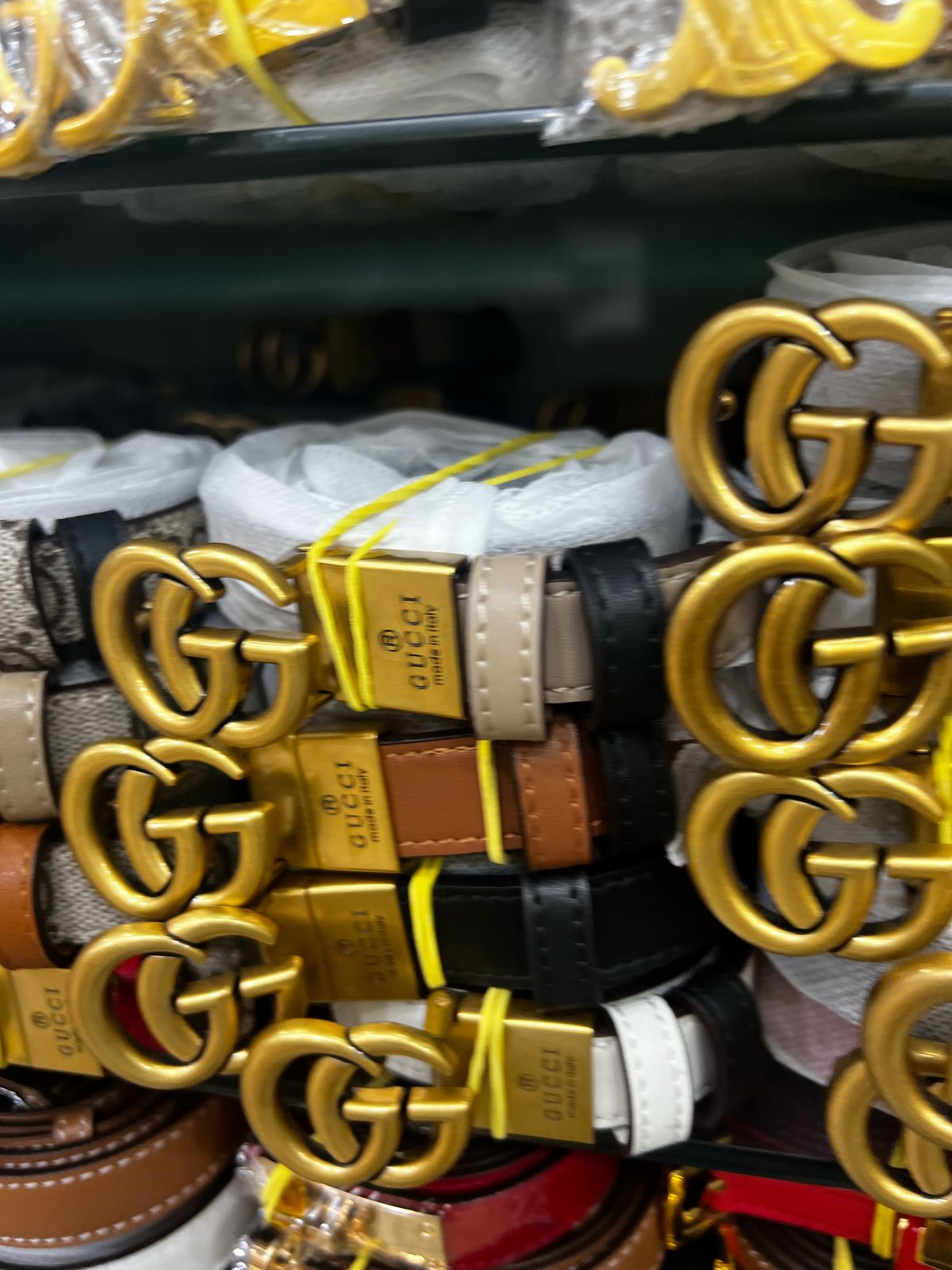 CINTO GUCCI CANVAS+COURO